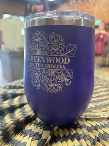 Floral Greenwood Wine Tumbler - Purple